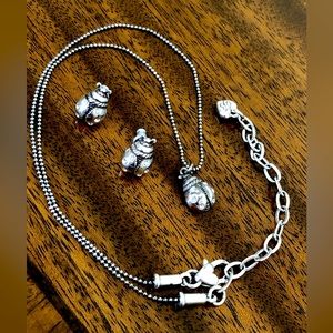 HTF Brighton retired Swarovski crystal ladybug necklace and earrings